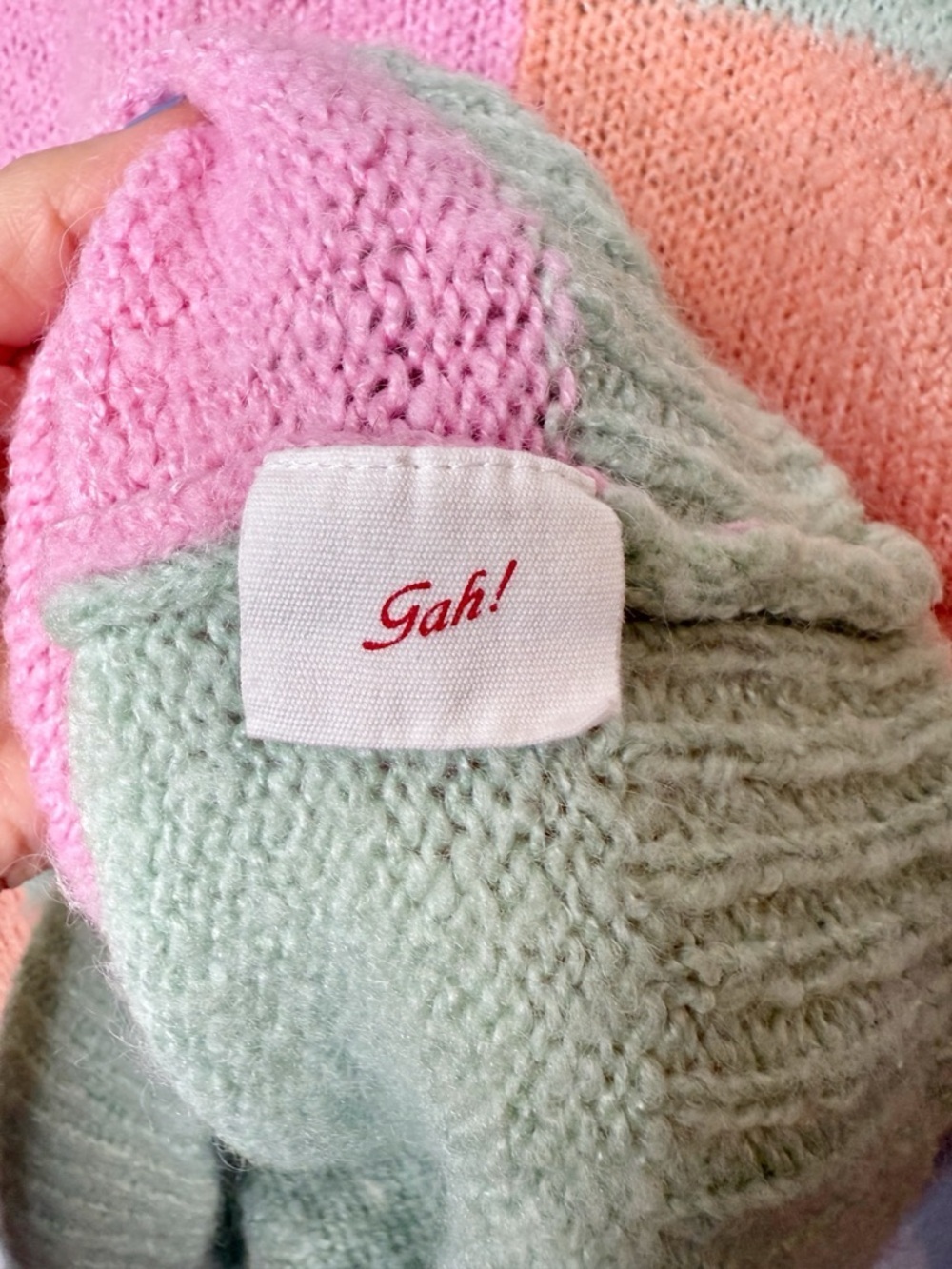 Lisa Says Gah Helen Sweater Pastel Color Block Oversized Pink Green Yellow M/L - Picture 8 of 15